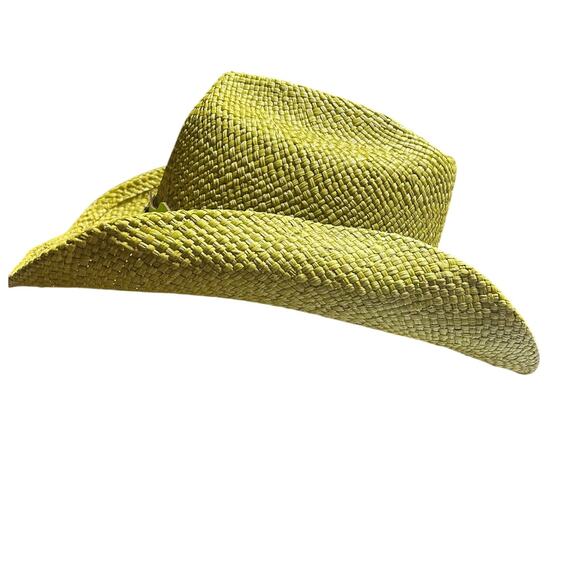 Montecarlo Wild West Lime Green genuine Panama straw hat made in Colombia nwt main image 2